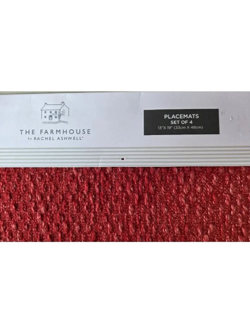 Rachel Ashwell Farmhouse Placemats Red Set of 4 NWT 13x19 Table Mats Shabby Chic